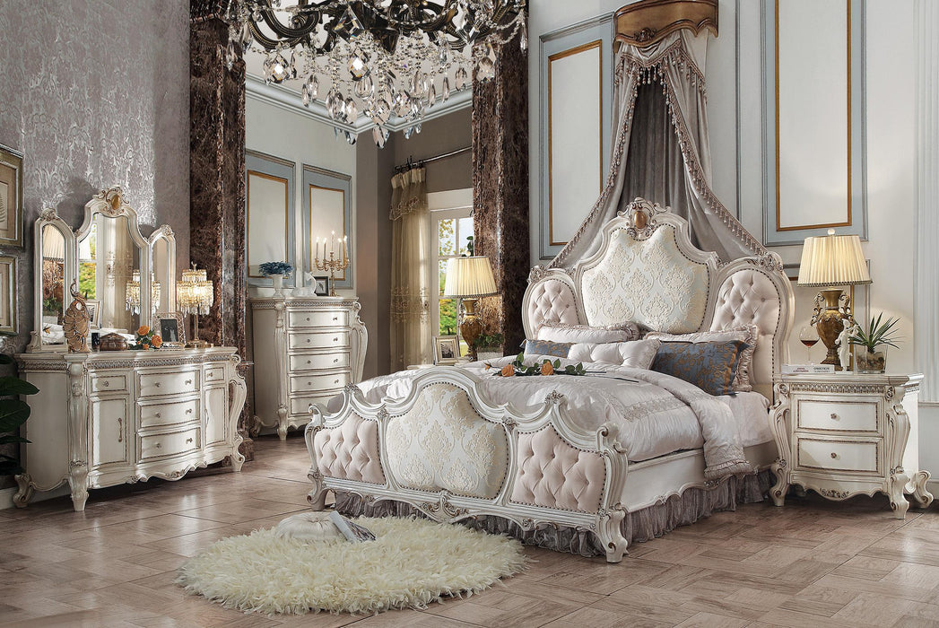 Picardy Fabric & Antique Pearl Queen Bed - Furniture Land (Milwaukee, WI)