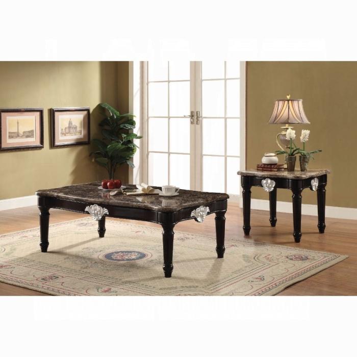 Ernestine Marble & Black Coffee Table image