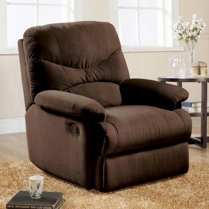 Arcadia Chocolate Microfiber Recliner (Motion) - Furniture Land (Milwaukee, WI)