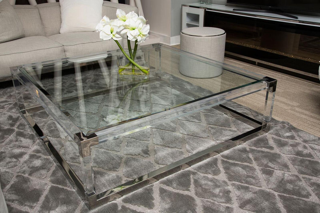 State St Square Cocktail Table in Stainless Steel - Furniture Land (Milwaukee, WI)