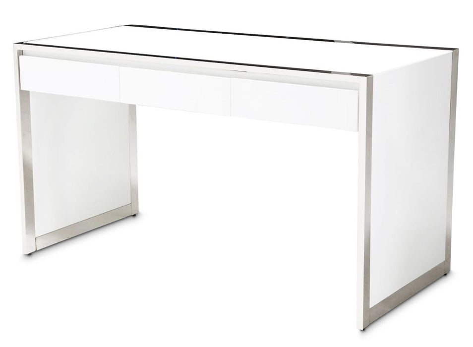 State St Writing Desk in Glossy White - Furniture Land (Milwaukee, WI)