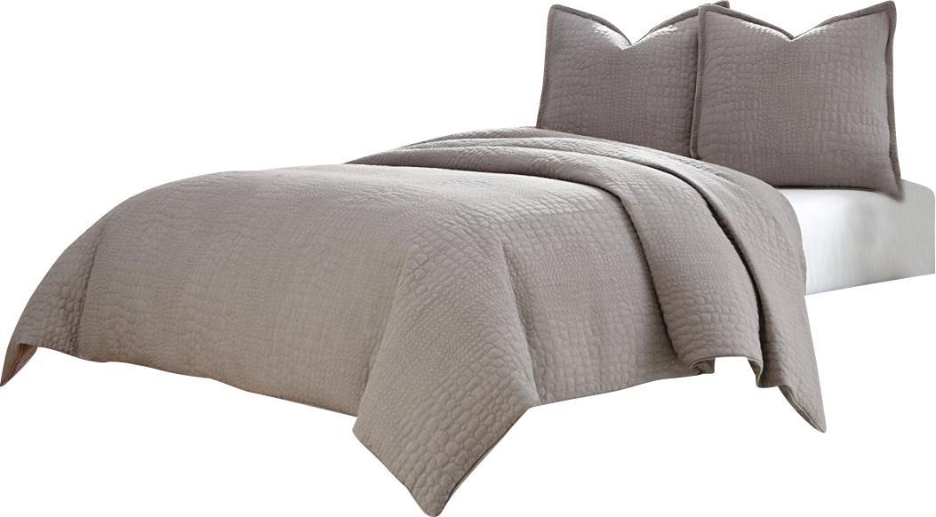 Trent 3-pc Queen Coverlet/Duvet Set in Gray - Furniture Land (Milwaukee, WI)