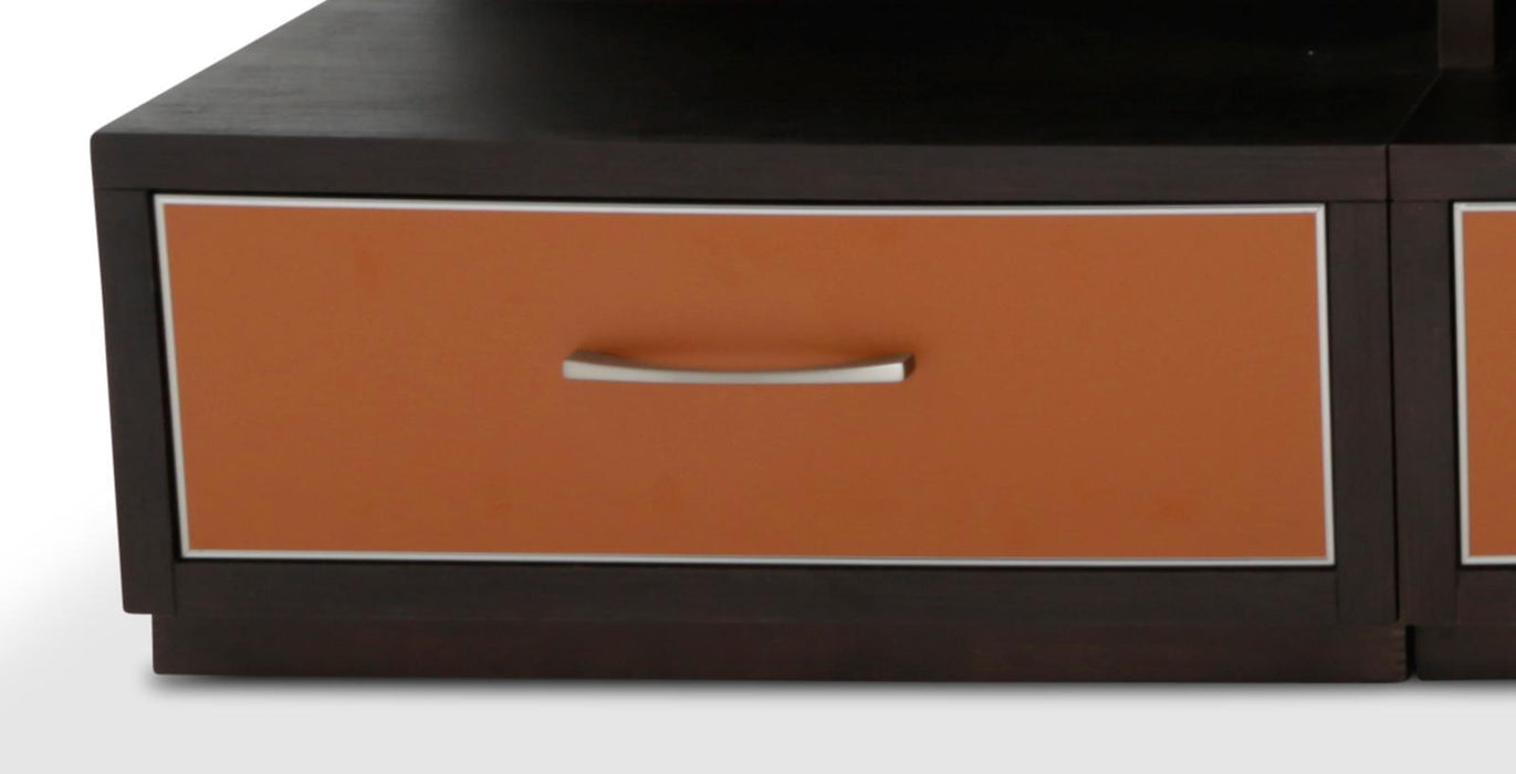 21 Cosmopolitan Left Entertainment Base in Umber/Orange - Furniture Land (Milwaukee, WI)