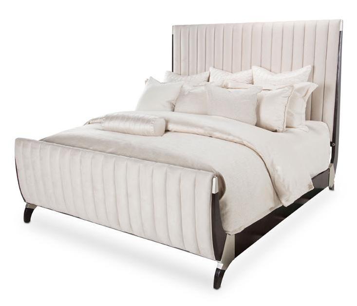 Paris Chic California King Channel Tufted Sleigh Bed in Espresso - Furniture Land (Milwaukee, WI)