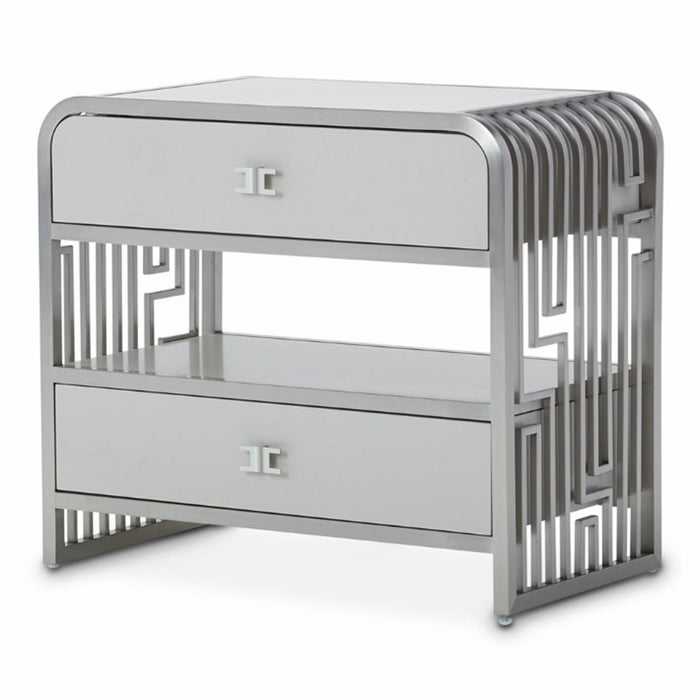 Roxbury Park 2 Drawer Nightstand in Stainless Steel - Furniture Land (Milwaukee, WI)