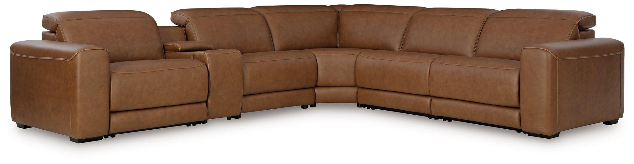 Magic Man Power Reclining Sectional with Console - Furniture Land (Milwaukee, WI)