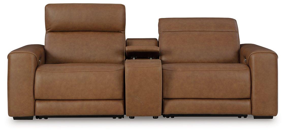 Magic Man Power Reclining Sectional Loveseat with Console - Furniture Land (Milwaukee, WI)