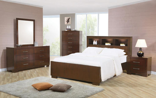 Jessica California King, E.king, & Queen Bed with Storage Headboard Cappuccino - Furniture Land (Milwaukee, WI)