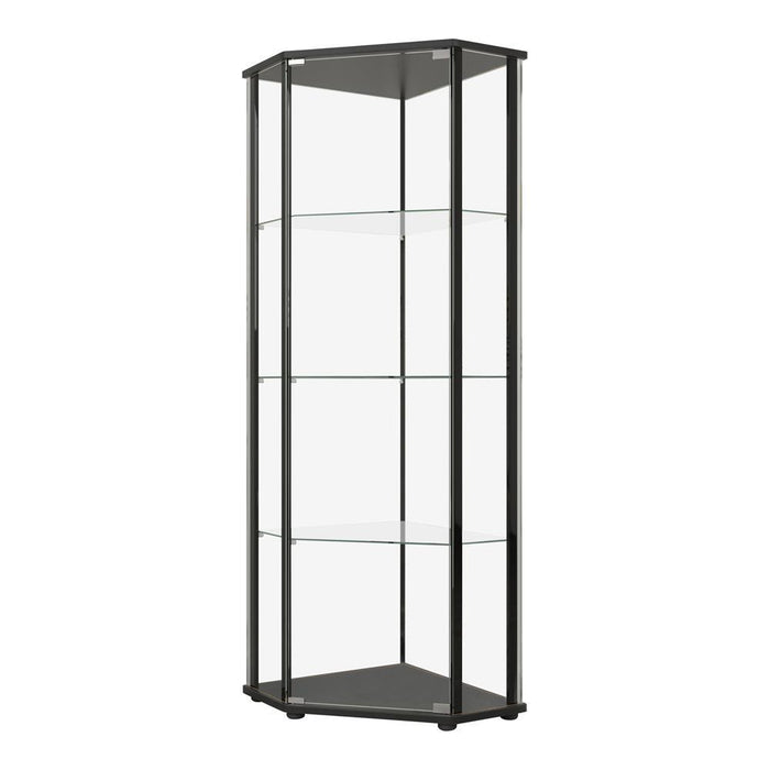 Zenobia Glass Shelf Curio Cabinet Clear and Black - Furniture Land (Milwaukee, WI)