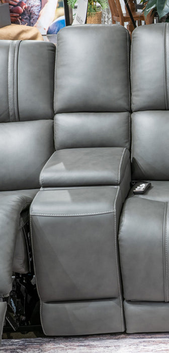 5Z - Pittson Power Reclining Sectional Loveseat with Console - Furniture Land (Milwaukee, WI)