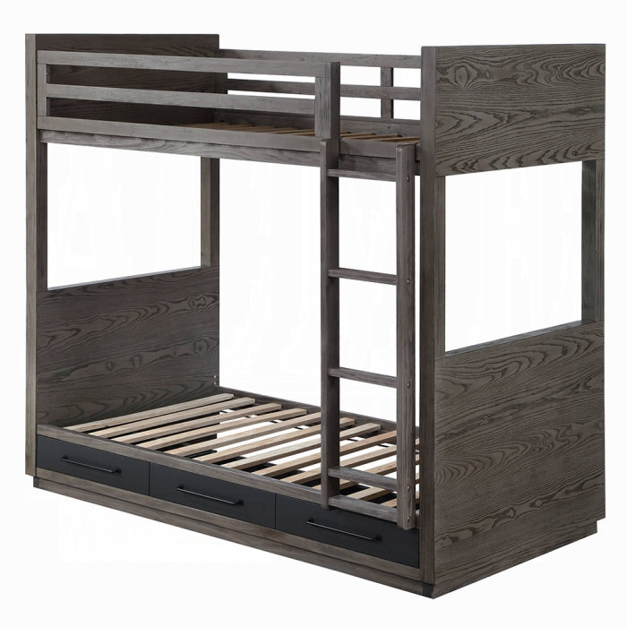 Estevon Twin-Twin Bunk Bed With Storage - Furniture Land (Milwaukee, WI)