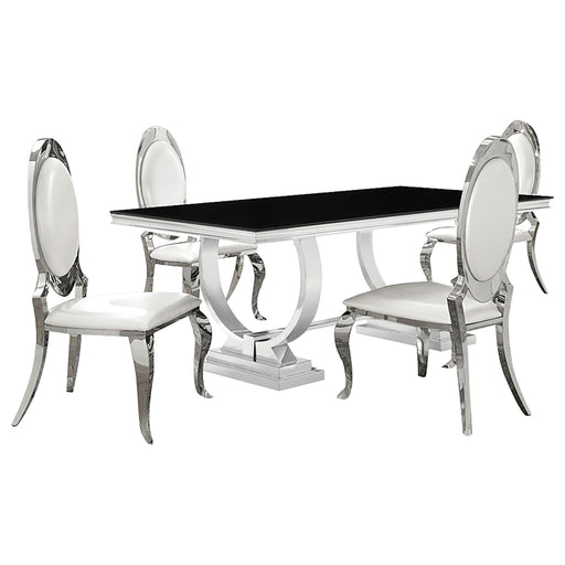 Antoine Rectangular Glass Top Dining Set Chrome - Furniture Land (Milwaukee, WI)