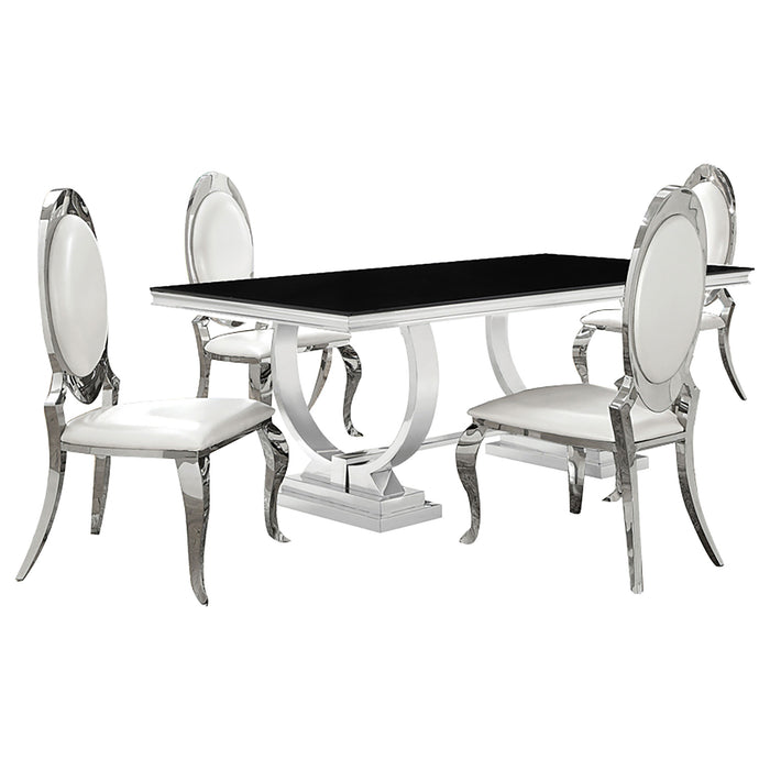 Antoine Rectangular Glass Top Dining Set Chrome - Furniture Land (Milwaukee, WI)