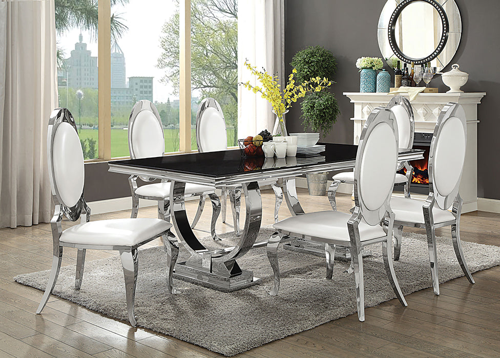 Antoine Rectangular Glass Top Dining Set Chrome - Furniture Land (Milwaukee, WI)