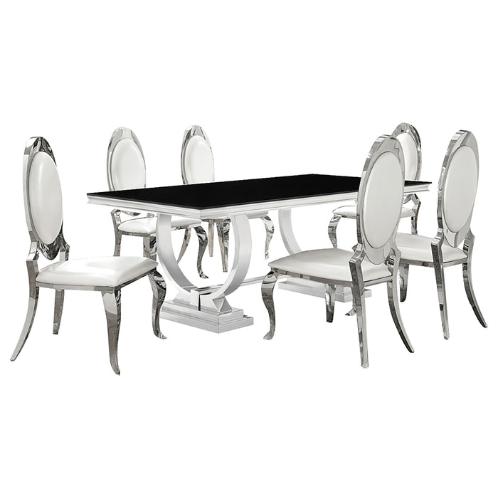 Antoine Rectangular Glass Top Dining Set Chrome - Furniture Land (Milwaukee, WI)