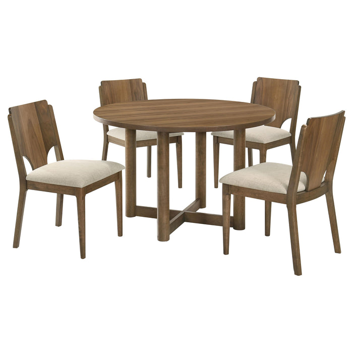Crestmore 5-piece 46-inch Round Wood Dining Table Set Walnut - Furniture Land (Milwaukee, WI)