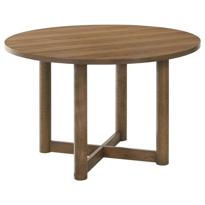 Crestmore 5-piece 46-inch Round Wood Dining Table Set Walnut - Furniture Land (Milwaukee, WI)