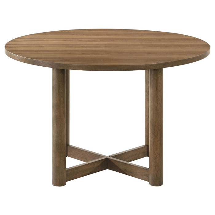 Crestmore 5-piece 46-inch Round Wood Dining Table Set Walnut - Furniture Land (Milwaukee, WI)