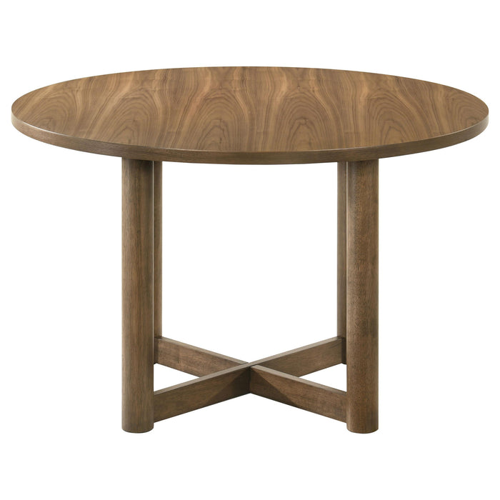 Crestmore 5-piece 46-inch Round Wood Dining Table Set Walnut - Furniture Land (Milwaukee, WI)