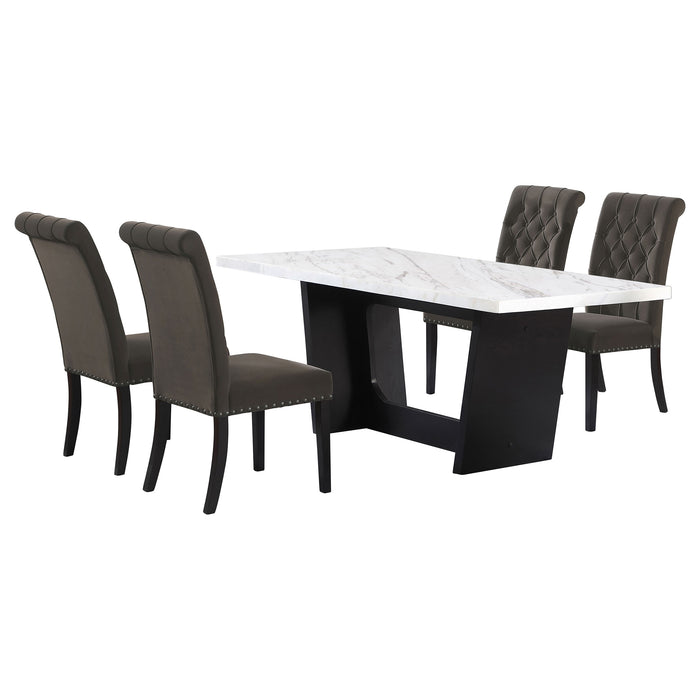 Sherry Rectangular Marble Top Dining Table set - Furniture Land (Milwaukee, WI)
