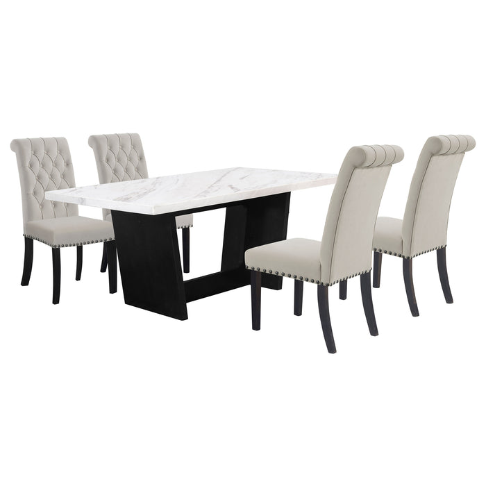 Sherry Rectangular Marble Top Dining Table set - Furniture Land (Milwaukee, WI)