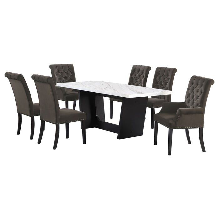 Sherry Rectangular Marble Top Dining Table set - Furniture Land (Milwaukee, WI)