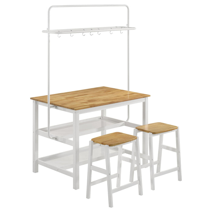 Edgeworth 3-piece Kitchen Island Counter Table Set White - Furniture Land (Milwaukee, WI)