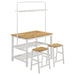 Edgeworth 3-piece Kitchen Island Counter Table Set White - Furniture Land (Milwaukee, WI)