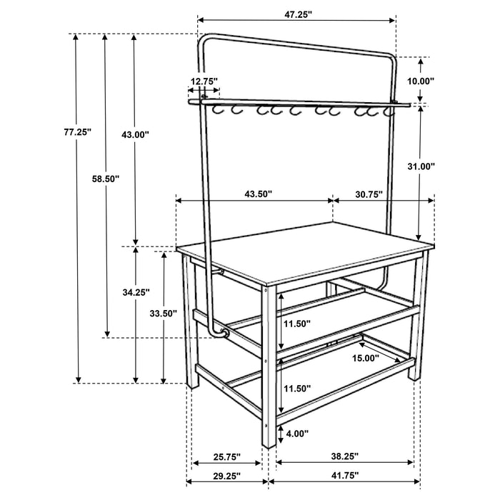 Edgeworth 3-piece Kitchen Island Counter Table Set White - Furniture Land (Milwaukee, WI)