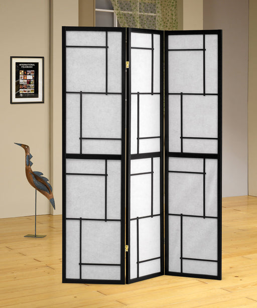 Damis 3-panel Folding Floor Screen Black and White - Furniture Land (Milwaukee, WI)
