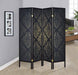 Haidera 4-panel Damask Pattern Folding Screen Black - Furniture Land (Milwaukee, WI)