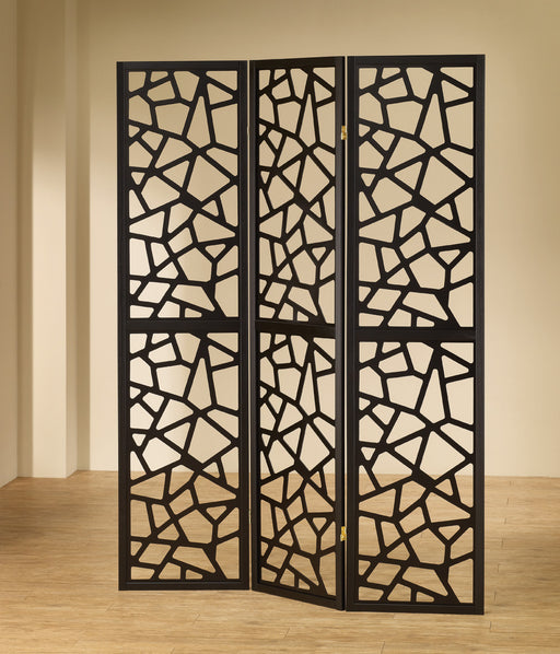 Nailan 3-panel Open Mosaic Pattern Room Divider Black - Furniture Land (Milwaukee, WI)