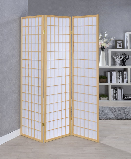 Carrie 3-panel Folding Screen Natural and White - Furniture Land (Milwaukee, WI)