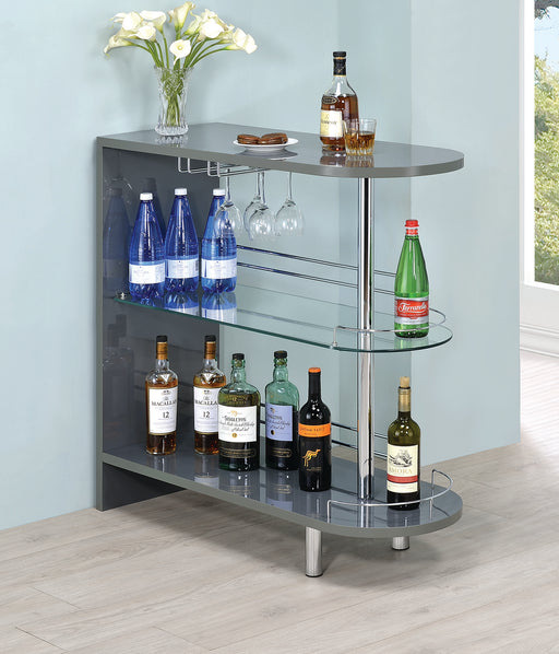 Adolfo 3-tier Bar Table Glossy Grey and Clear - Furniture Land (Milwaukee, WI)