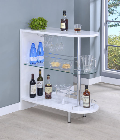 Adolfo 3-tier Bar Table Glossy White and Clear - Furniture Land (Milwaukee, WI)