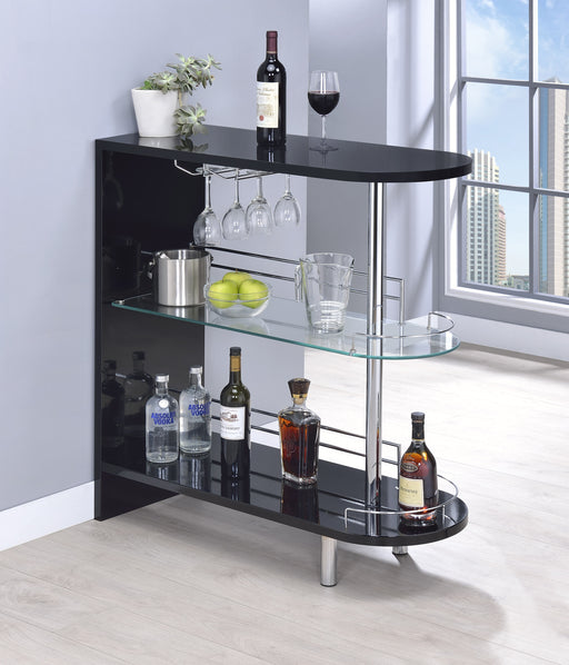 Adolfo 3-tier Bar Table Glossy Black and Clear - Furniture Land (Milwaukee, WI)