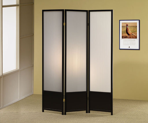 Calix 3-panel Folding Floor Screen Translucent and Black - Furniture Land (Milwaukee, WI)