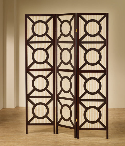 Vulcan 3-panel Geometric Folding Screen Tan and Cappuccino - Furniture Land (Milwaukee, WI)