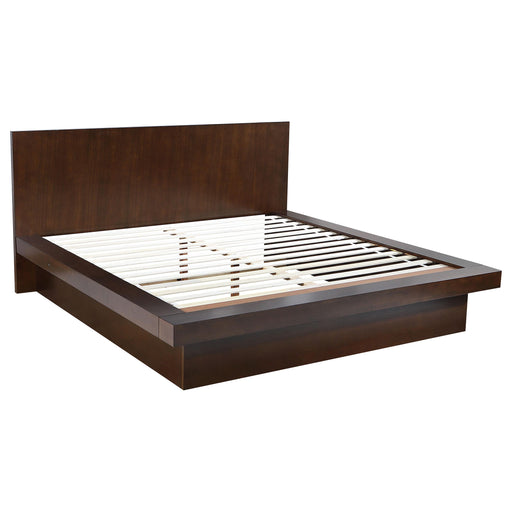 Jessica Eastern King & Queen Platform Bed with Rail Seating Cappuccino - Furniture Land (Milwaukee, WI)