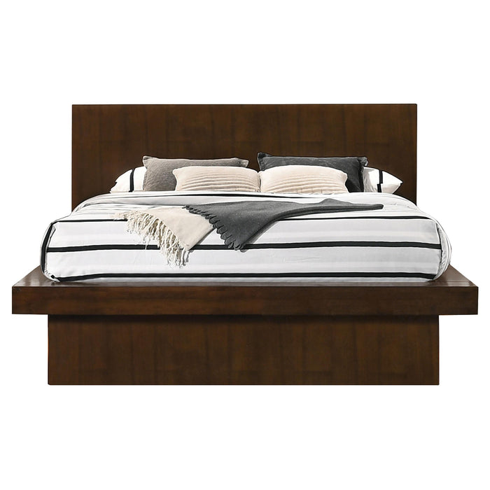 Jessica Eastern King & Queen Platform Bed with Rail Seating Cappuccino - Furniture Land (Milwaukee, WI)