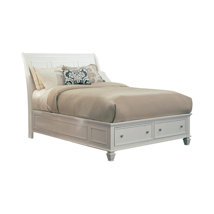 Sandy Beach Queen & E.King Storage Sleigh Bed Black & White - Furniture Land (Milwaukee, WI)