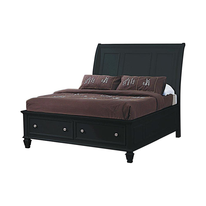 Sandy Beach Queen & E.King Storage Sleigh Bed Black & White - Furniture Land (Milwaukee, WI)