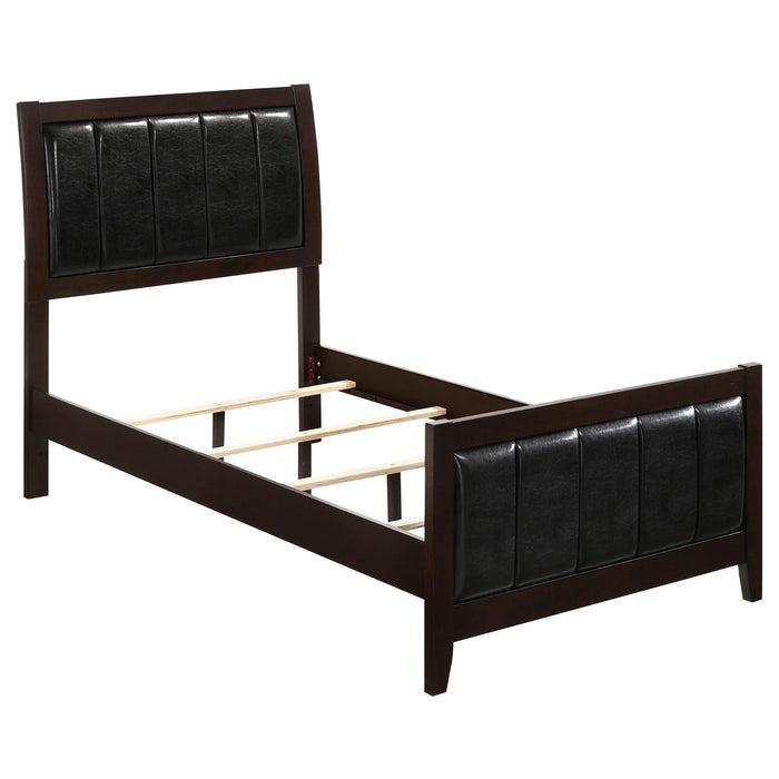 Carlton Full & Twin Upholstered Panel Bed Cappuccino and Black - Furniture Land (Milwaukee, WI)
