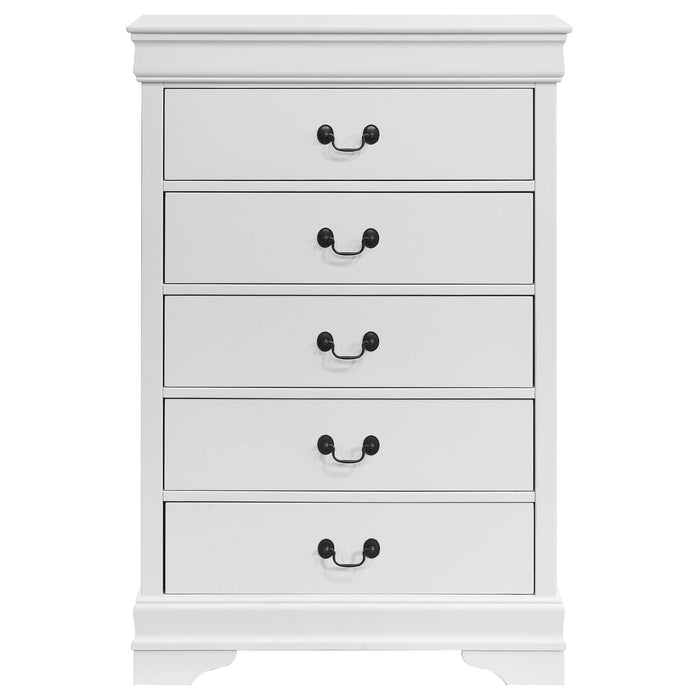 Louis Philippe 5-drawer Bedroom Chest White - Furniture Land (Milwaukee, WI)