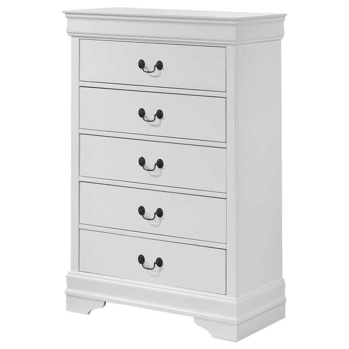 Louis Philippe 5-drawer Bedroom Chest White - Furniture Land (Milwaukee, WI)