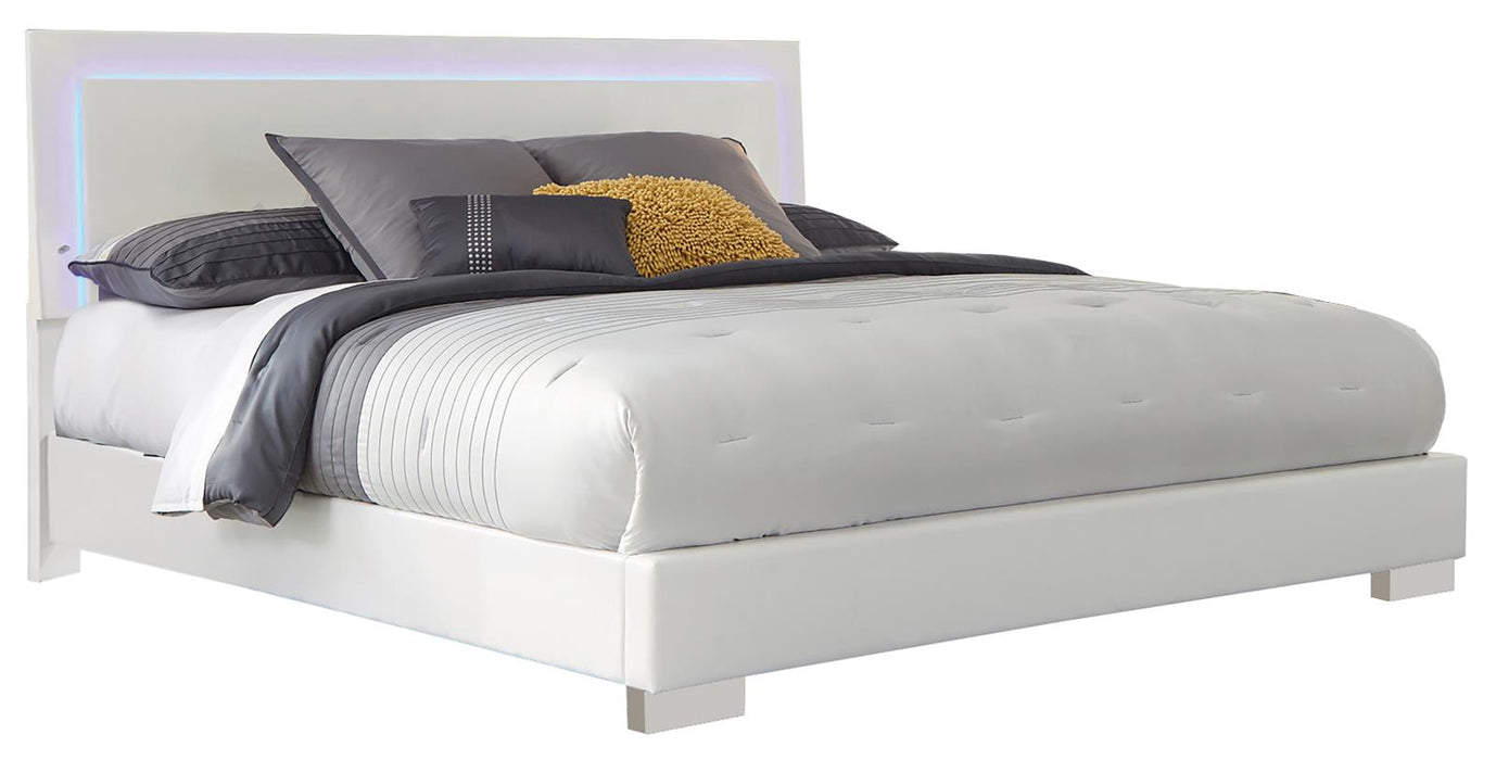 Felicity Eastern King, Queen, & Cal.King Panel Bed with LED Lighting Glossy White - Furniture Land (Milwaukee, WI)