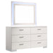 Felicity 6-drawer Dresser with LED Mirror White High Gloss - Furniture Land (Milwaukee, WI)
