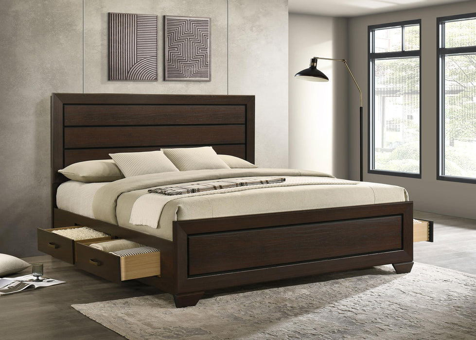 Kauffman California King, Eastren king, & Queen Storage Bed Dark Cocoa - Furniture Land (Milwaukee, WI)