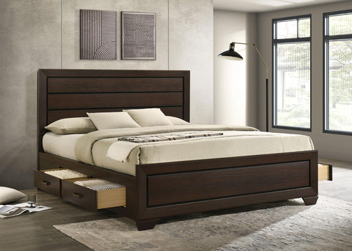 Kauffman California King, Eastren king, & Queen Storage Bed Dark Cocoa - Furniture Land (Milwaukee, WI)