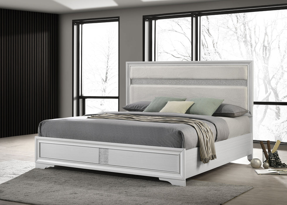Miranda California King, E.King, Queen, Full, & Twin Bed Black & White - Furniture Land (Milwaukee, WI)